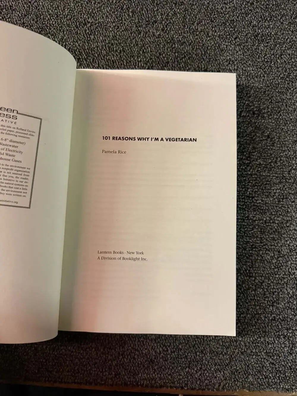 101 Reasons Why I'm a Vegetarian by Pamela Rice